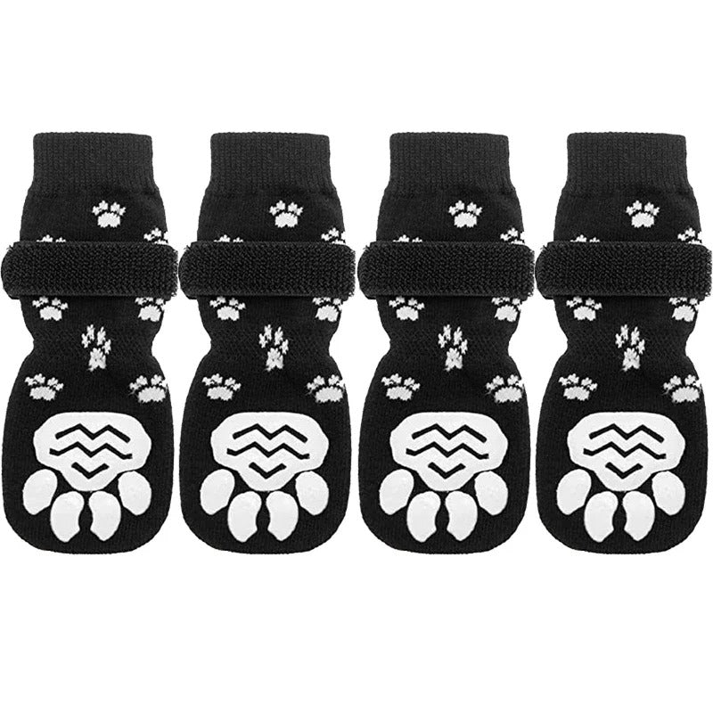 4Pcs/set Anti Slip Dog Socks with Straps