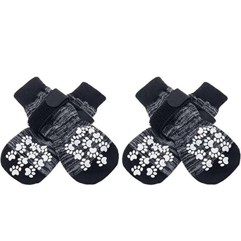 4Pcs/set Anti Slip Dog Socks with Straps