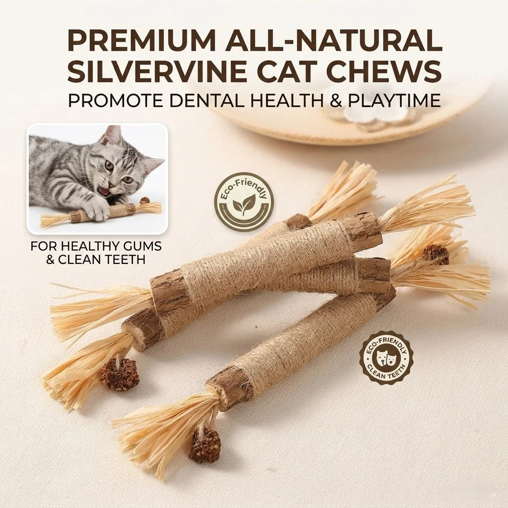 Sisal Cat Chew Stick – Natural Wood Scratch & Play Toy