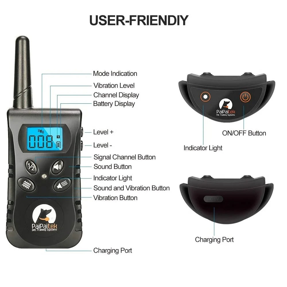 No-Shock Dog Training Collar – Beep & Vibration Remote