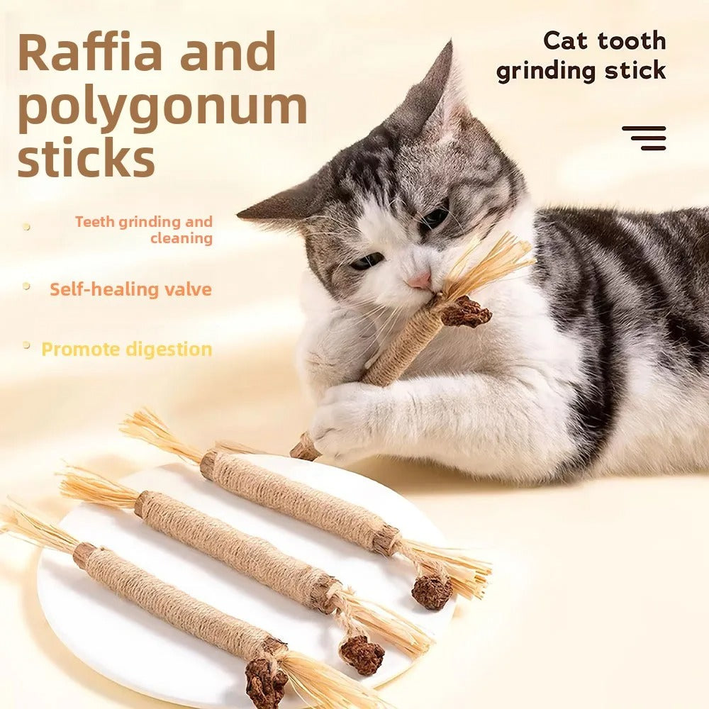 Sisal Cat Chew Stick – Natural Wood Scratch & Play Toy