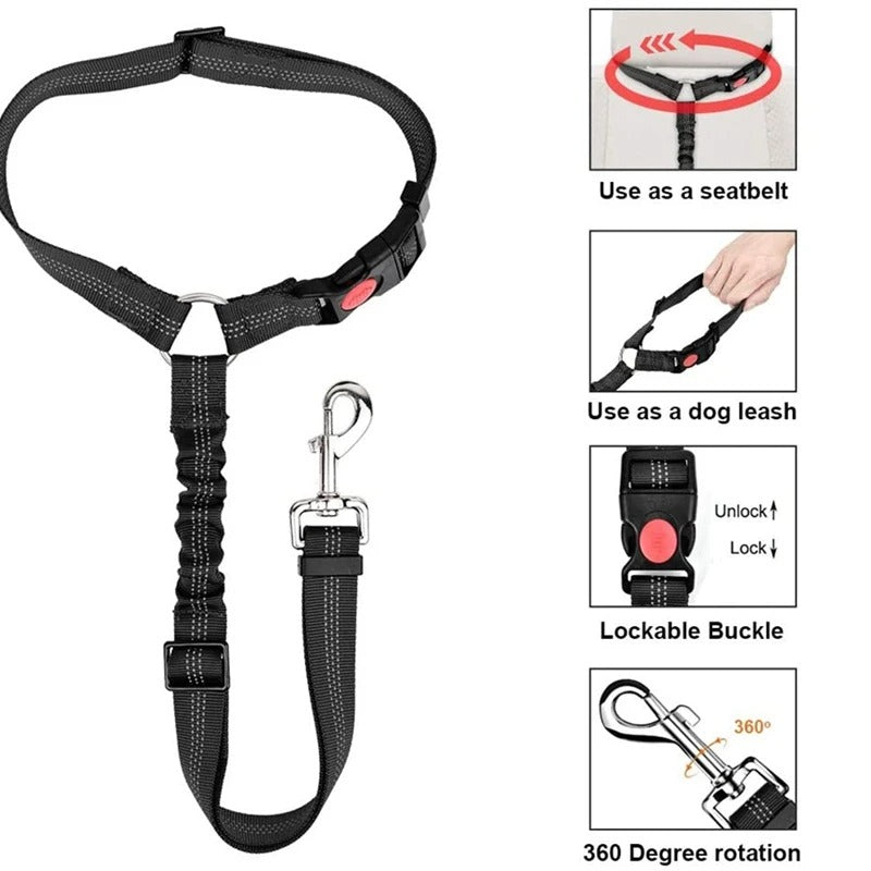 Dog Car Seat Belt – Adjustable Safety Harness Strap