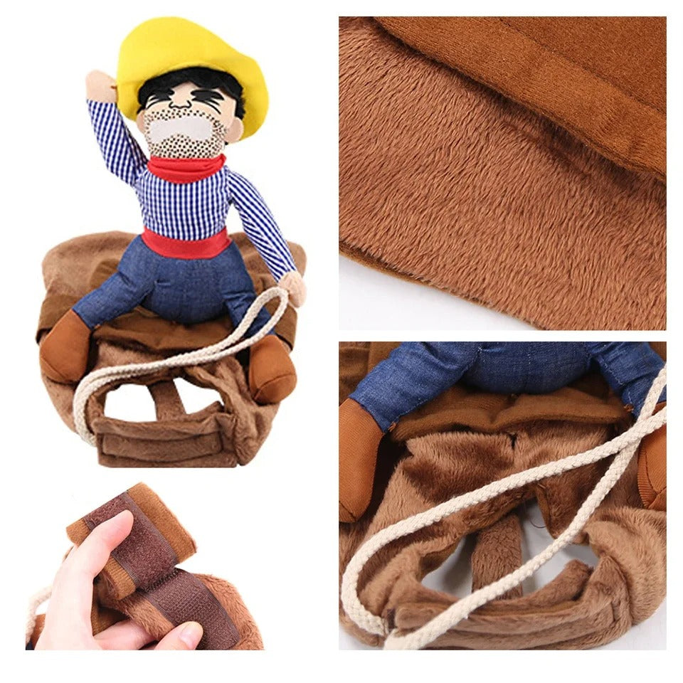 Cowboy Rider Dog Costume – Funny Halloween Pet Outfit