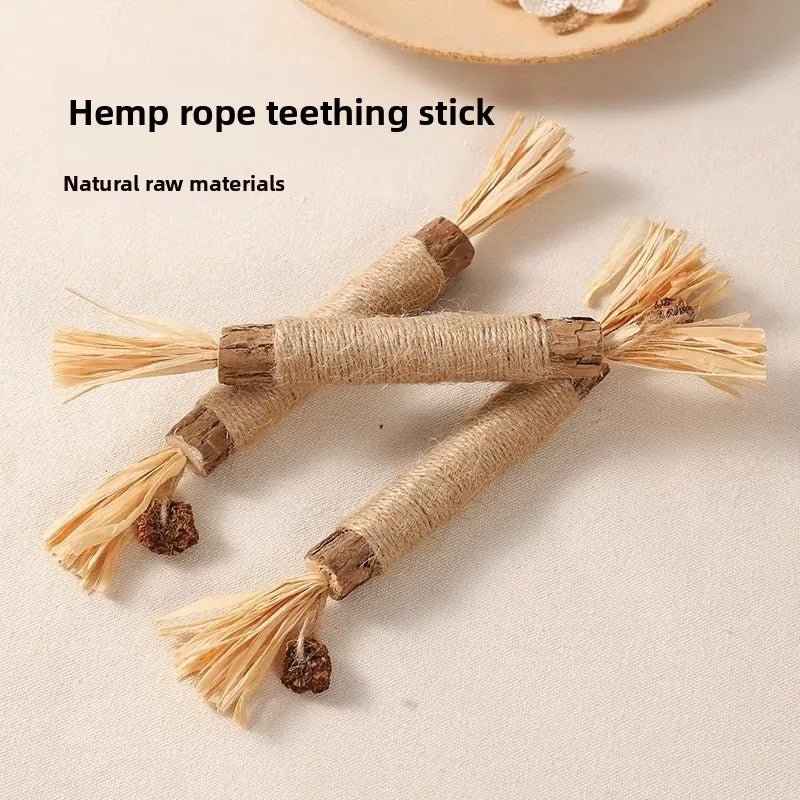 Sisal Cat Chew Stick – Natural Wood Scratch & Play Toy