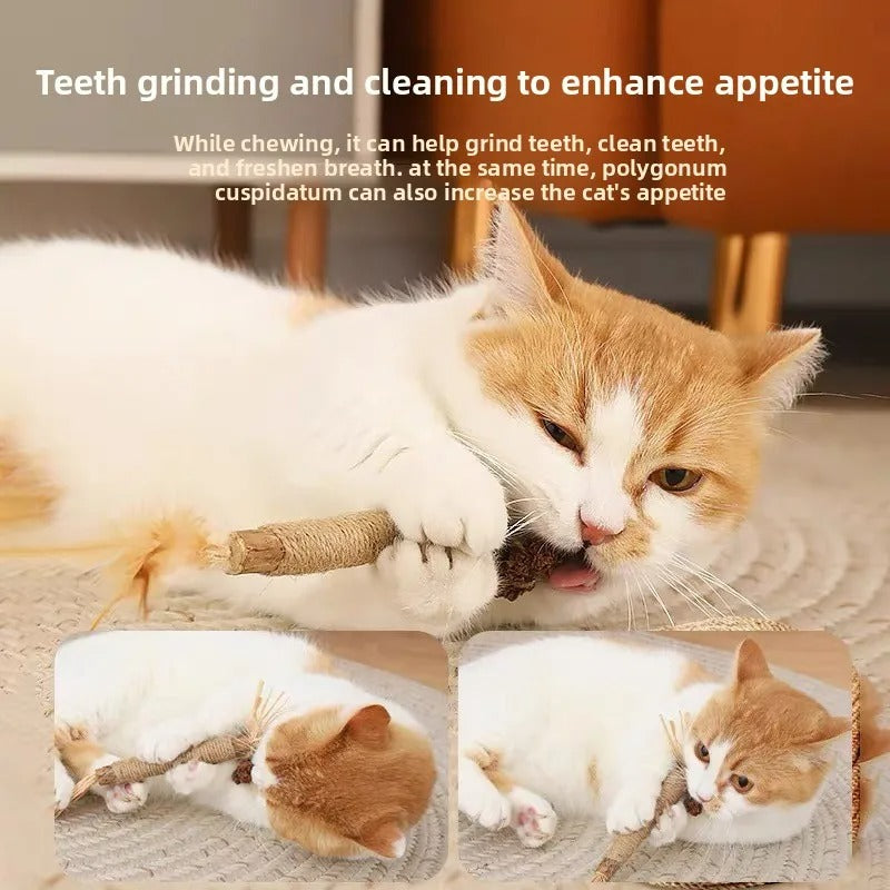 Sisal Cat Chew Stick – Natural Wood Scratch & Play Toy